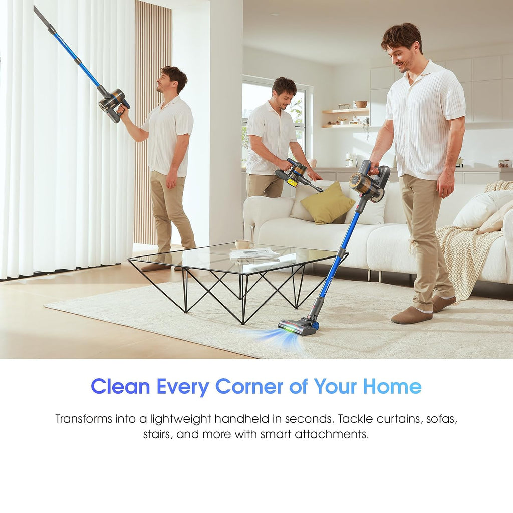 Stick Vacuum Cleaner 45Kpa 450W 60Min Runtime Anti-Tangle Silver