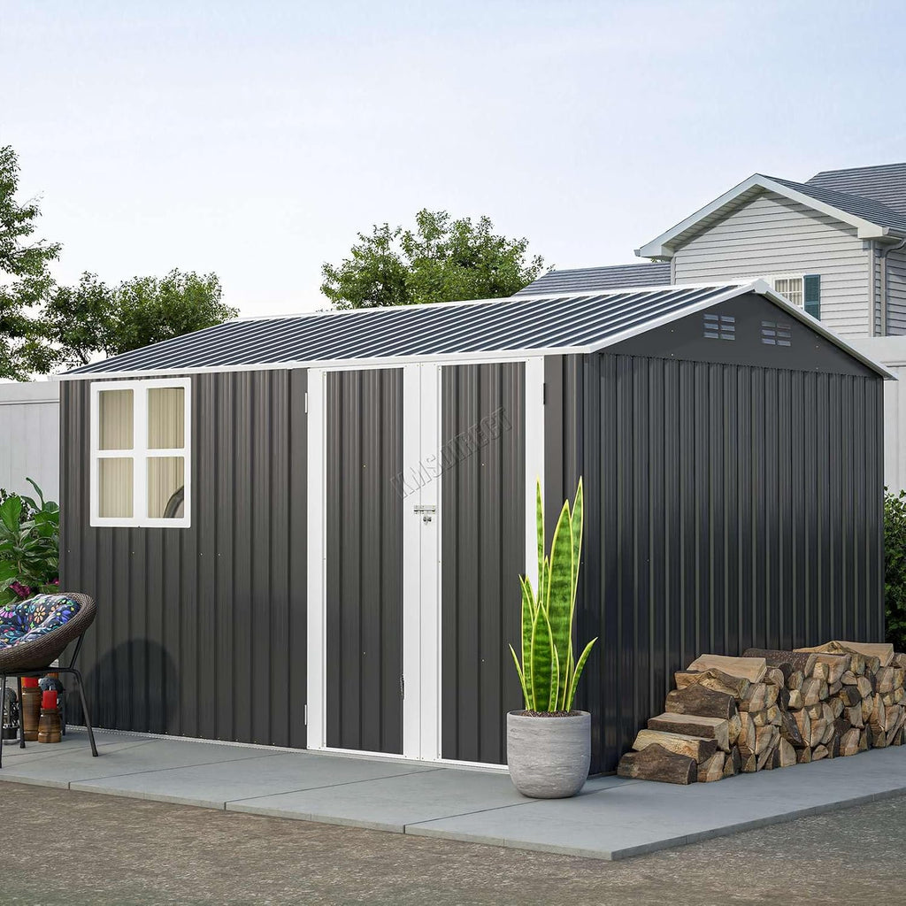Garden Storage Shed 10 X 8 Ft Anthracite Metal Apex Roof