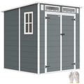 Plastic Garden Storage Shed 6 X 6 Ft Dark Grey Aluminium Frame Double Doors
