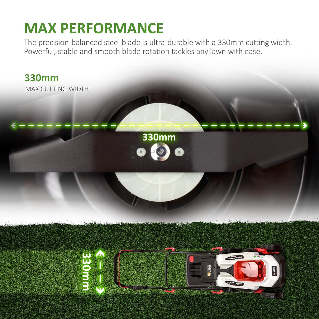 Cordless Lawn Mower 33cm 20V 4.0Ah Brushless Motor White