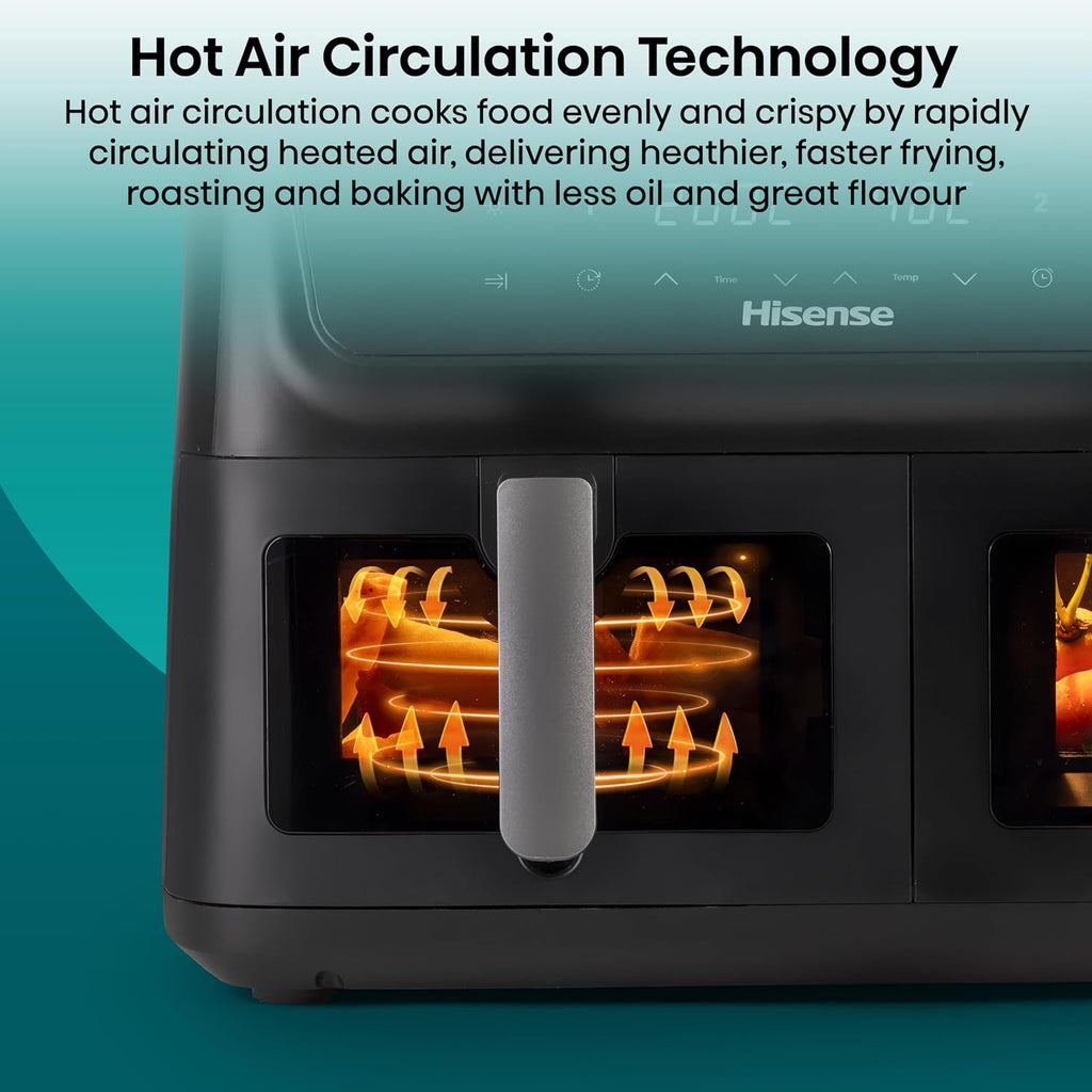 Air Fryer 11L Dual Zone 2700W Colour Touch Display 8 Functions Black