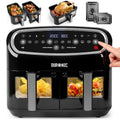 Digital Dual Zone Air Fryer 10L 2400W 10 Presets Black/Silver