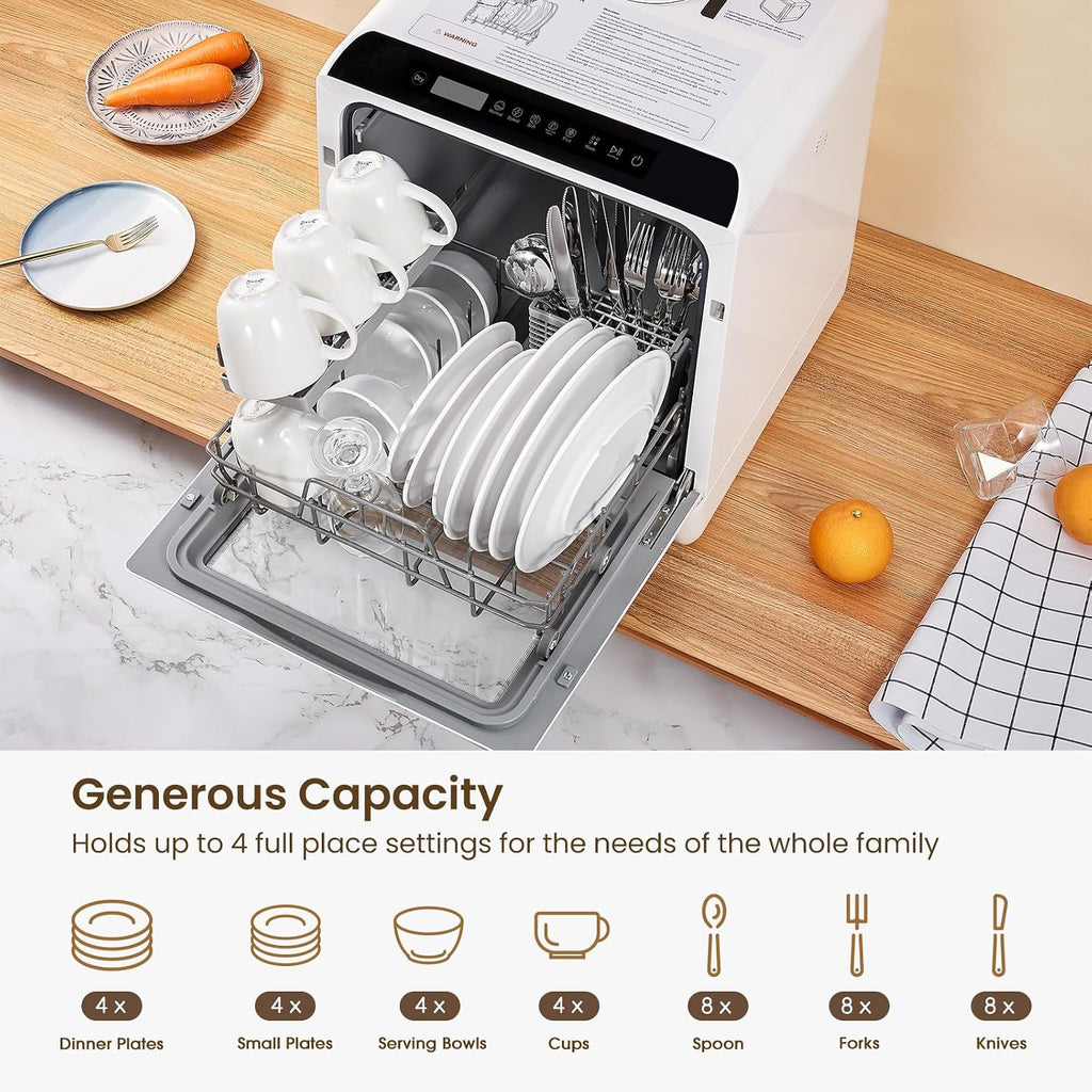 Table Top Dishwasher 5L 6 Programmes Built-In Water Tank White