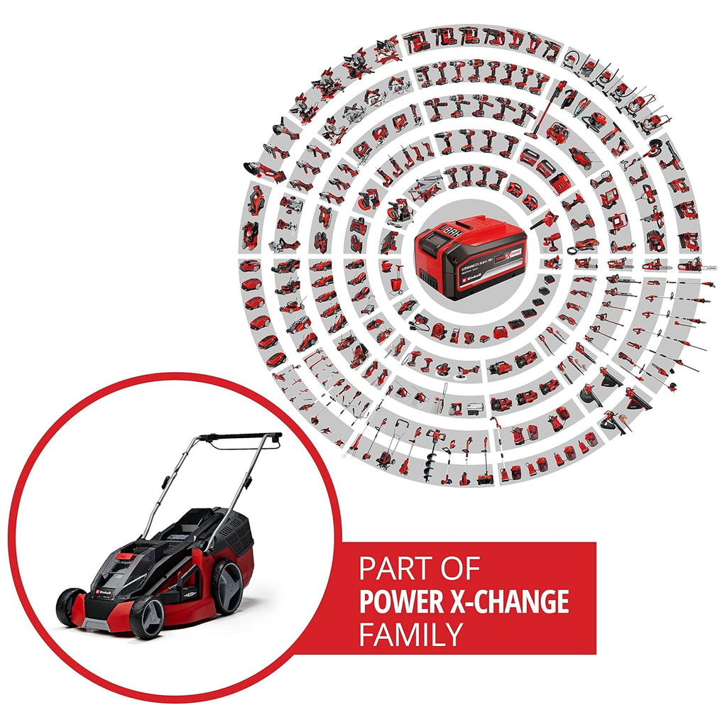 Cordless Lawn Mower 43cm 63L Grass Box 6 Heights Mulching 36V 2 Batteries 2 Chargers