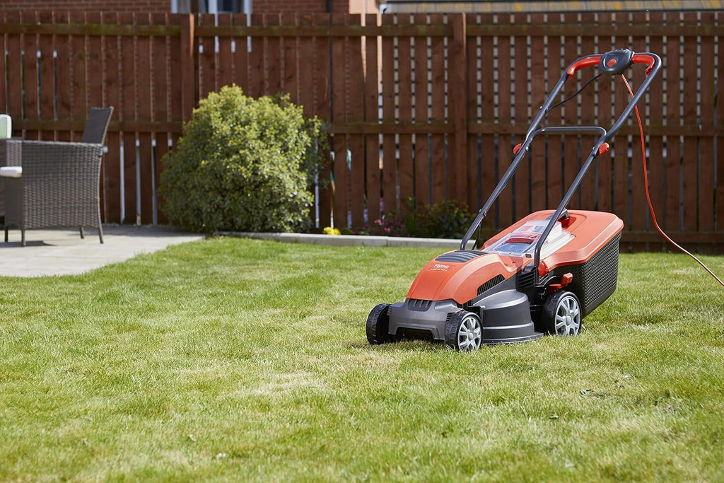 Corded Electric Hover Lawn Mower 1500W 36cm 40L 5 Heights Orange Grey