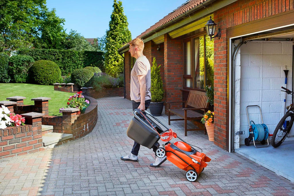 Corded Electric Lawn Mower 1600W 38cm 45L 5 Heights Orange Grey