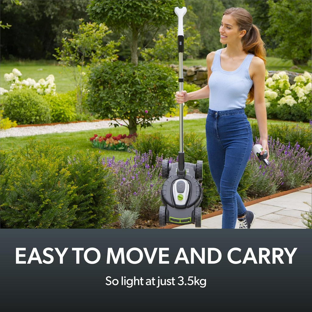 Cordless Electric Lawnmower 25cm 10in 5200RPM 18V 30 Mins Runtime Grey Green White