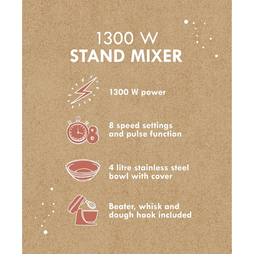 Stand Mixer 4L 1300W 8 Speeds With Pulse Function Teal